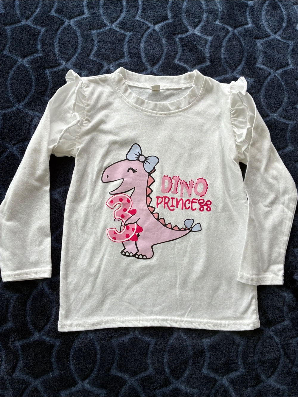 Girls 3yr Dino Princess  Long-Sleeve Top - Size 4T White & Pink
